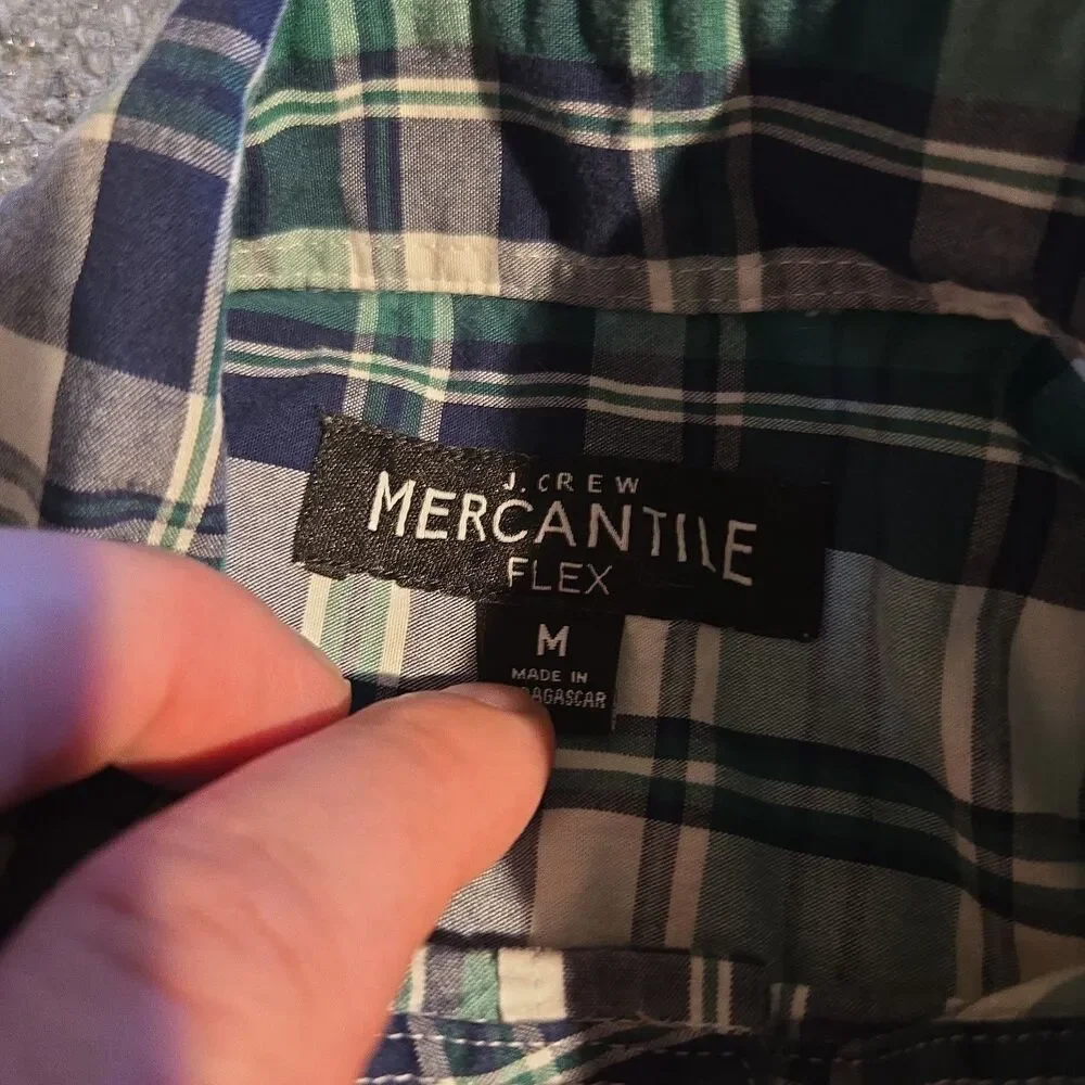 J Crew Mercantile Shirt Mens Medium Green Plaid Button Down Long Sleeve